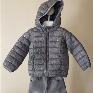 Gap grey polka dot puffer jacket (only)